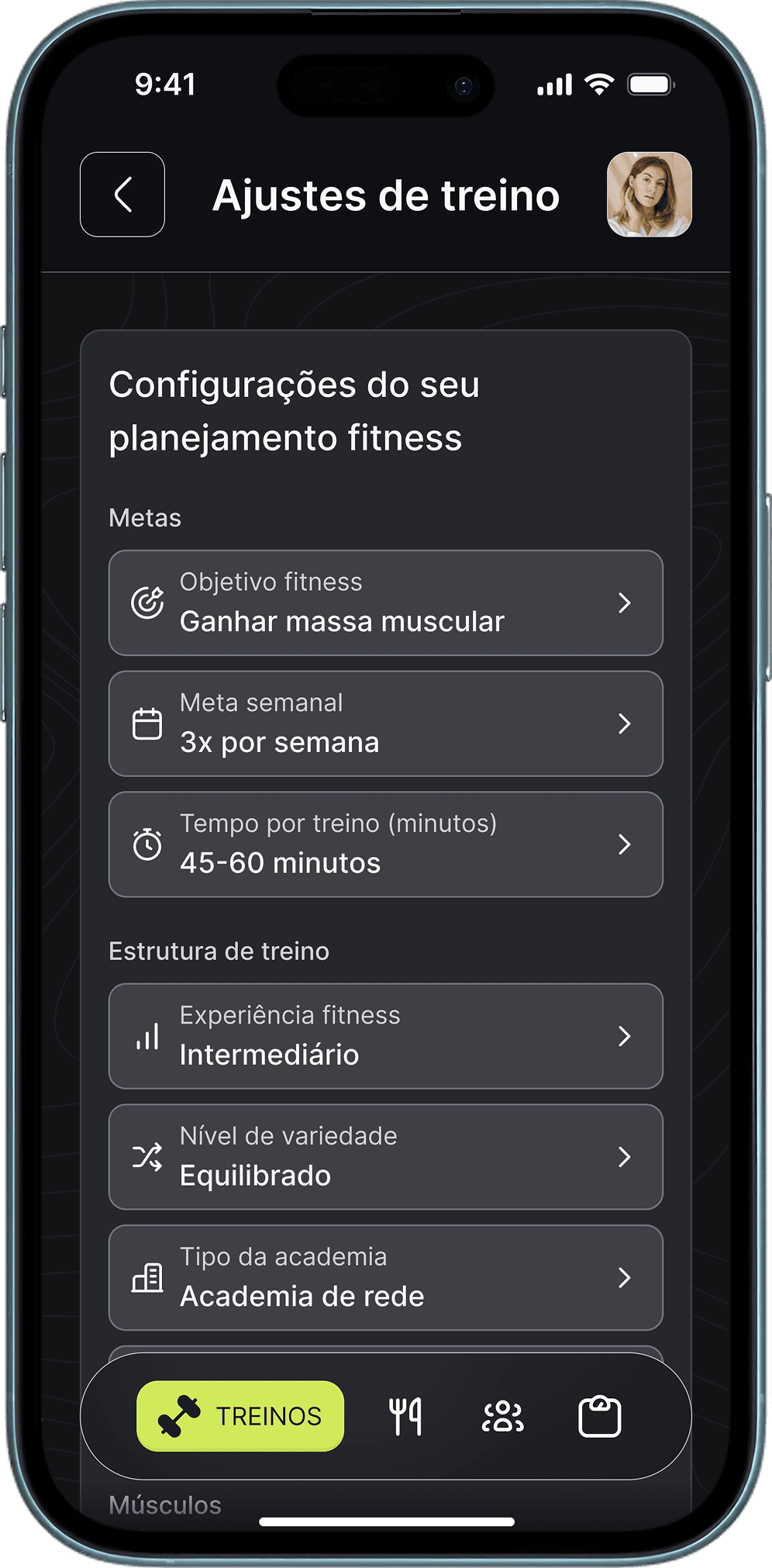 Tela do app inShape: Como o inShape cria o seu treino